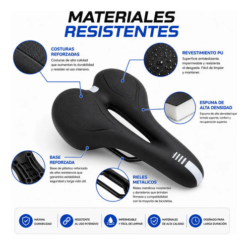 Asiento Bicicleta Mtb Antiprostático Ergonómico Calidad Negro
