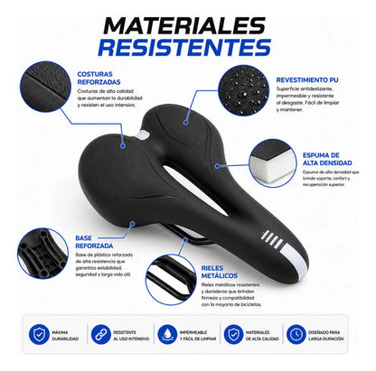 Asiento Bicicleta Mtb Antiprostático Ergonómico Calidad Negro