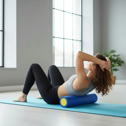 Rolo Pilates Liso Goma Eva 60x15cm - Yoga Fitness Foam Colores Surtidos