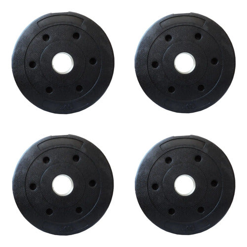 Set Combo Barra Recta 1.50 + Discos Forrados Pvc Total 40kg Aluminio