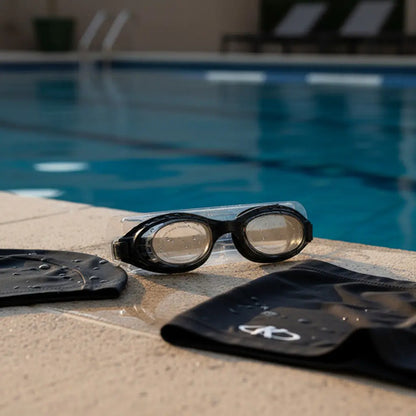 Set Lentes Natación + Gorra Tela + Boxer Corto Natación Negro