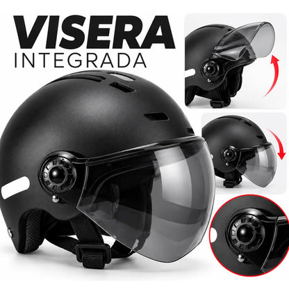 Casco Con Visera Rebatible Para Bicicleta Monopatín Negro Negro Único