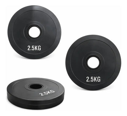 Disco Olímpico Engomado 2.5 Kg Sin Rebote Para Barra Gym Negro