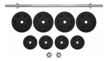 Kit Pesas Barra Recta Discos Pvc Cemento Gimnasio Fitness Barra 1.50 M 4x3 Kg 4x2 Kg