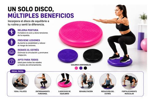 Pack X3 Disco De Equilibrio Massage Pillow 30 Cm Pilates Surtido