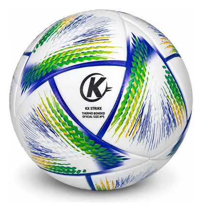 Pelota Fútbol Kx Strike Thermosellada Oficial N°5 Mmsports Blanco/azul/amarillo