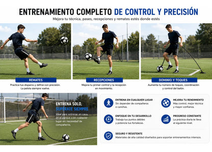 Cinturón Entrenamiento Dominio Balón Fútbol Elástico Ajusta Negro