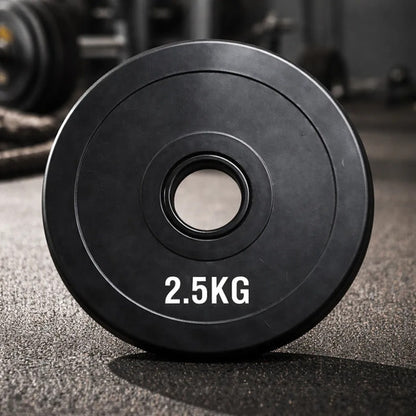 Disco Olímpico Engomado 2.5 Kg Sin Rebote Para Barra Gym Negro