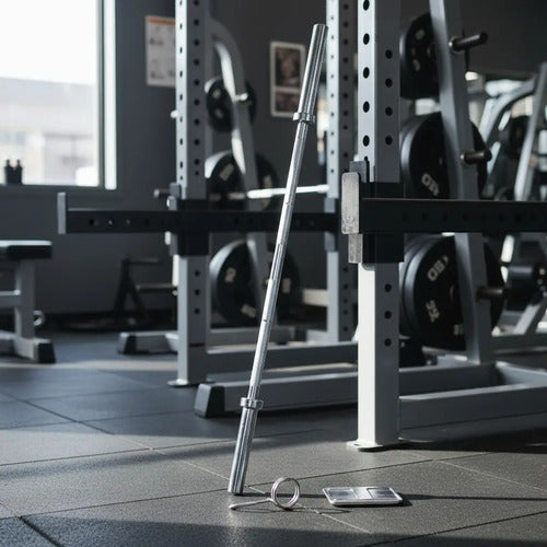 Barra Olímpica 1.20 Mts Discos Gym Entrenamiento Cromado