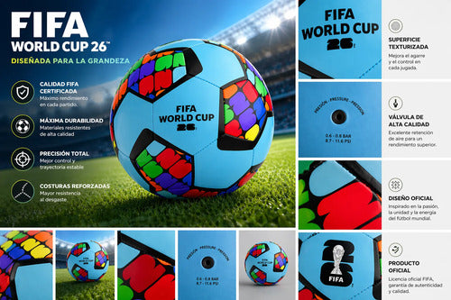 Pelota Fútbol N°5 Mundial 2026 Diseño Oficial Alta Calidad Celeste