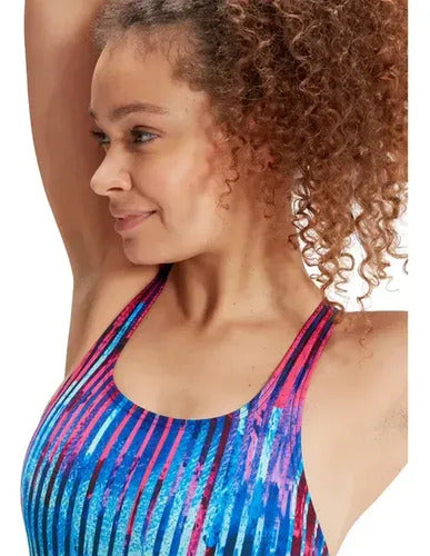 Malla De Natacion Dama Speedo Digital Printed Azul Geométrico 40