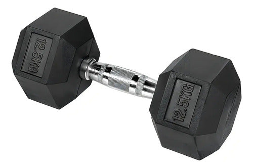 Mancuerna 12,5kg Hexagonal De Hierro Recubierto Athletic Color Negro