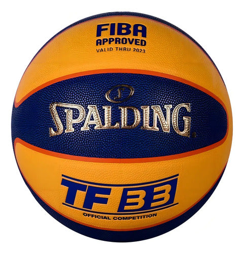 Pelota De Básquet Spalding Tf 33 (3x3) Azul Y Amarillo