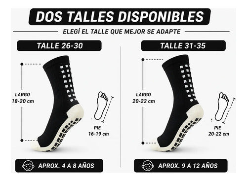 Pack X10 Medias Cortas Antideslizantes Niños Fútbol Calidad Negro 26-30