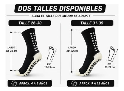 Pack X10 Medias Cortas Antideslizantes Niños Fútbol Calidad Negro 26-30