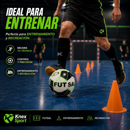Pelota De Futsal N°3 Knex Sport Fútbol Sala Indoor Calidad Negro/verde
