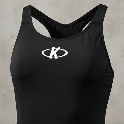Malla Natacion Mujer Enteriza Traje De Baño Set Lente Gorra Negro Lisa 4xl