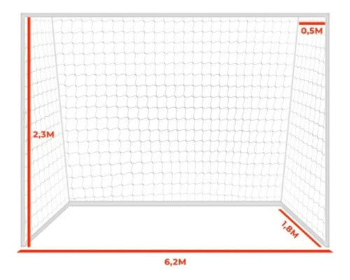 Red De Futbol 7 6mm Nylon 6.2x2.3m Uv Gismar Blanco
