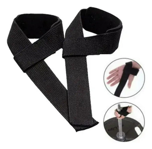 Agarre Strap Musculacion Levantamiento Pesas (par) Negro