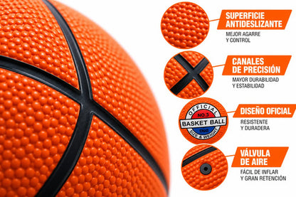 Pelota Basket Goma Sports - Numero 3 Naranja