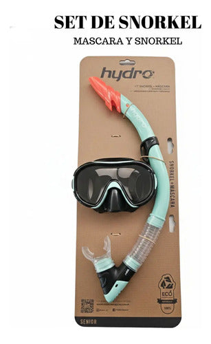 Set Snorkel Hydro Mascara Adulto Buceo Natacion Antifog Kit Turquesa
