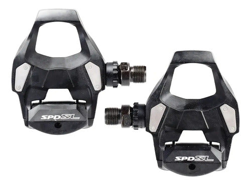 Pedales Para Bicicleta Ruta Pd-rs500 Spd-sl C/placas Sm-sh11 Negro/gris