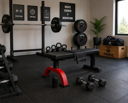 Banco Plano Gimnasio Pesas Entrenamiento Fitness Reforzado Negro