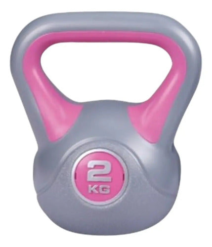 Kettlebell 2 Kg Liveup - Antideslizante Y Relleno De Arena Rosa