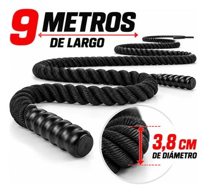 Cuerda Soga Crossfit 9mts X3.8cm Entrenamiento Funcional Negro