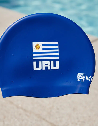 Gorra Natación Silicona Moaki Kiroa Uruguay Edición Azul Lisa Unico