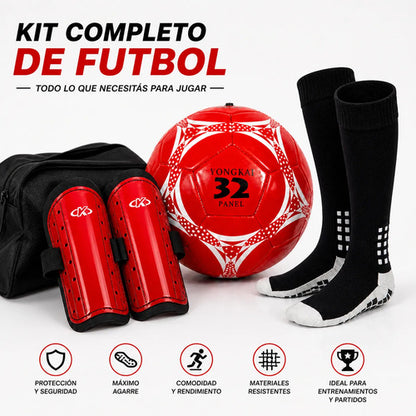 Kit Fútbol Completo Niño Adulto Pelota + Canilleras + Medias S Blanco