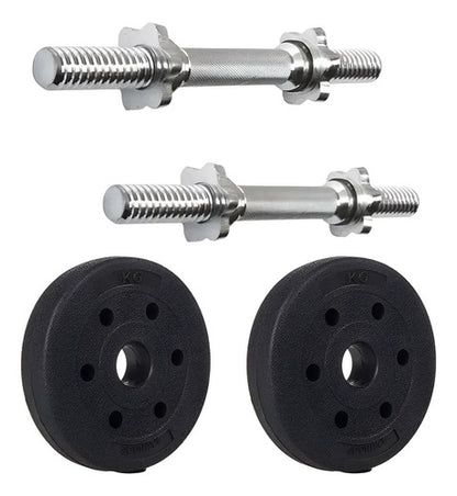 Pack 2 Mancuernas C/ Rosca + Discos 10kg Entreno Azul Claro