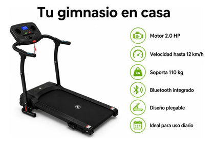 Caminador Eléctrico Plegable 2.0 Hp Hasta 12 Km/h 110 Kg Negro