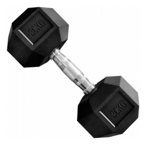 Mancuerna Hexagonales Hierro Recubierto 30kg Rhino Negro