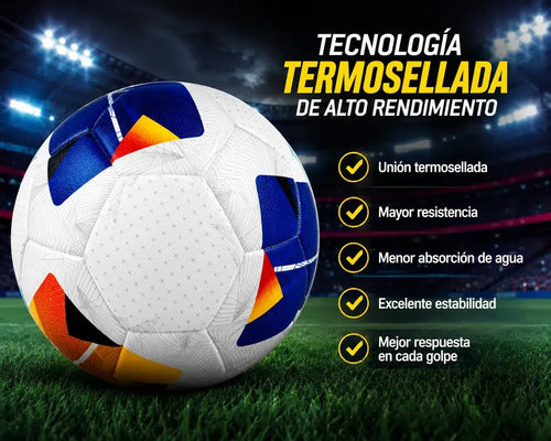Pelota Fútbol Kx Strike Thermosellada Oficial N°5 Mmsports Blanco/naranja/azul