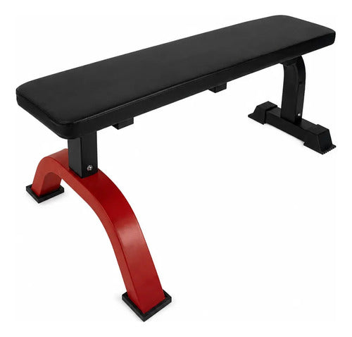 Banco Plano Gimnasio Pesas Entrenamiento Fitness Reforzado Negro