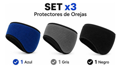 Set X3 Protectores De Orejas Polar Running Ciclismo Invierno Surtido Liso