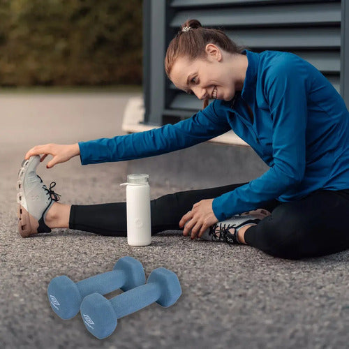 Mancuerna Pesas Hierro Umbro Recubierta Neopreno Musculación Color Azul Piedra