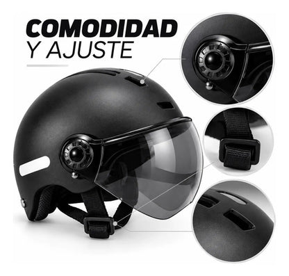 Casco Con Visera Rebatible Para Bicicleta Monopatín Negro Negro Único