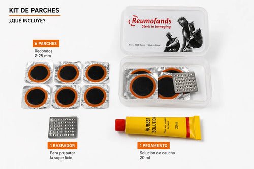 Kit Reparación Bicicleta Rodado 26 2 Cámaras Inflador Parche