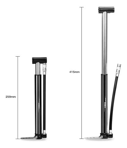 Inflador De Pie Bicicleta Profesional Aluminio - Inbike Negro