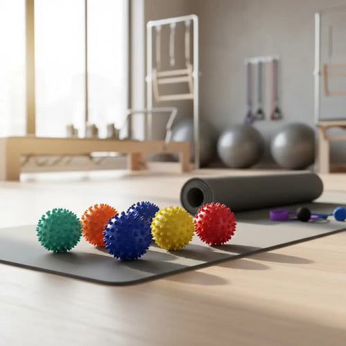 Pelota Ejercitadora Con Pinchos 17 Cm Pack X5 Masaje Surtido