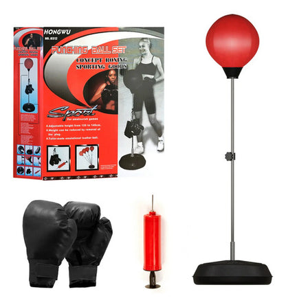 Set Puching Ball Altura Regulable + Guantes + Inflad - Knex