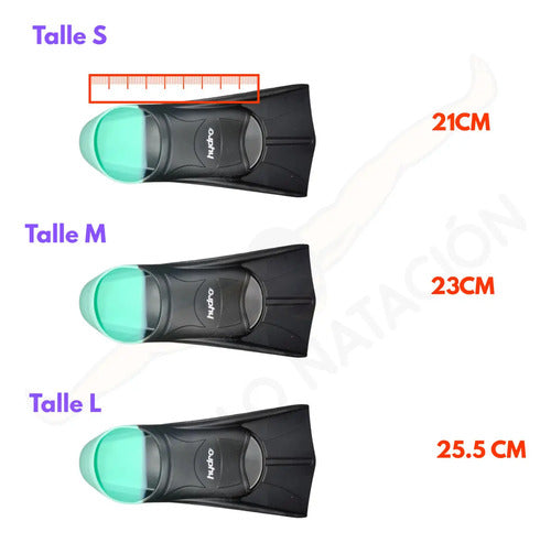 Patas Rana Natación Hydro 2.0 Aletas Cortas Silicona Color Negro Aqua Talle De Las Patas De Rana L