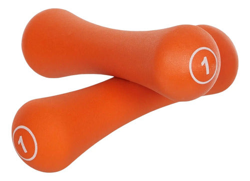 Set De 2 Mancuernas 1kg Recubiertas En Neopreno - Liveup Naranja