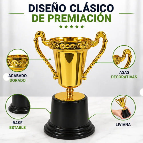 Copa Trofeo Con Asas Premio Para Deportes 13cm Pack X10 Dorado