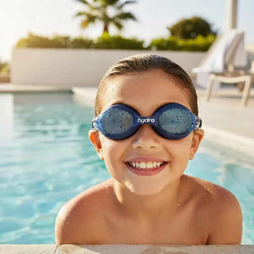 Lentes Natacion Hydro Unibody Racing Junior Antifog Uv Azul