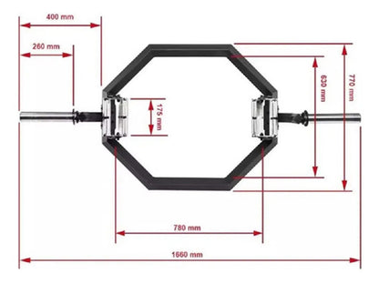 Barra Profesional Olimpica Trap Hexagonal 3 Agarres Livepro Negro