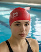 Gorra Natación Adultos Moaki Kiroa Mini Logo Silicona Color Rojo Diseño De La Tela Lisa