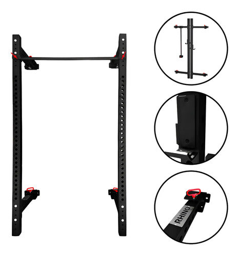 Power Rack Comercial On Wall Plegable Multifunción 3323 Rhin Negro